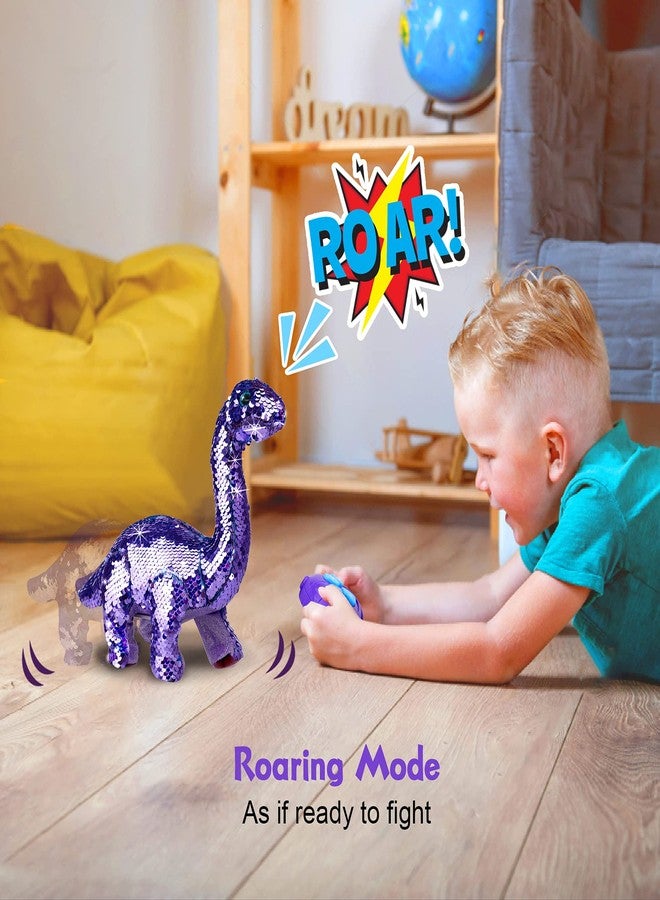 Koonie Dinosaur Toys for Girls, 2 Year Old Girl Toys, Purple Dinosaur Remote Control Reversible Sequins Dinosaur Toy Can Repeat Walk Roar Sing, Christmas Birthday Gifts for 2-7 Years Old Kids Toddler - Image 4